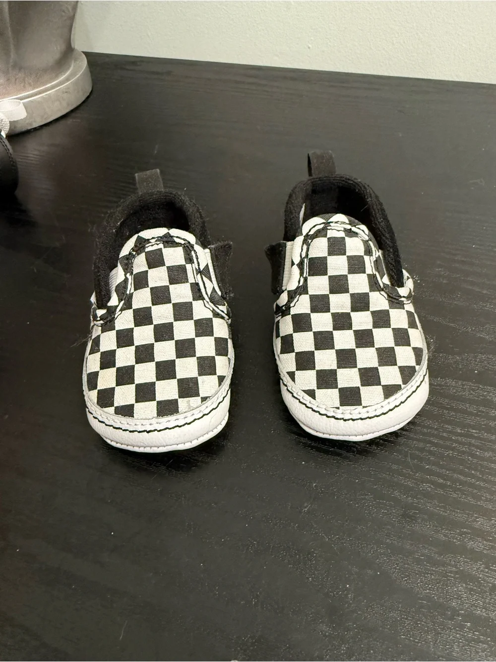 Vans Baby Checkerboard Slip-On Shoes - Black & White Crib Shoes